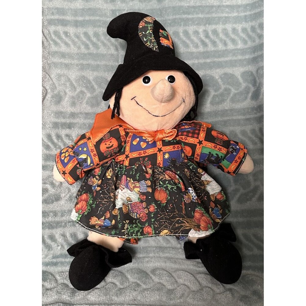 Vintage Halloween Witch Plush Stuffed Toy Spooky Season Retro Decor Kelly Toy